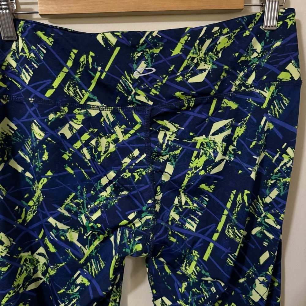 Ikonik Womens Navy Geometric Leggings Size Large Athletic Running Gym - Picture 5 of 6
